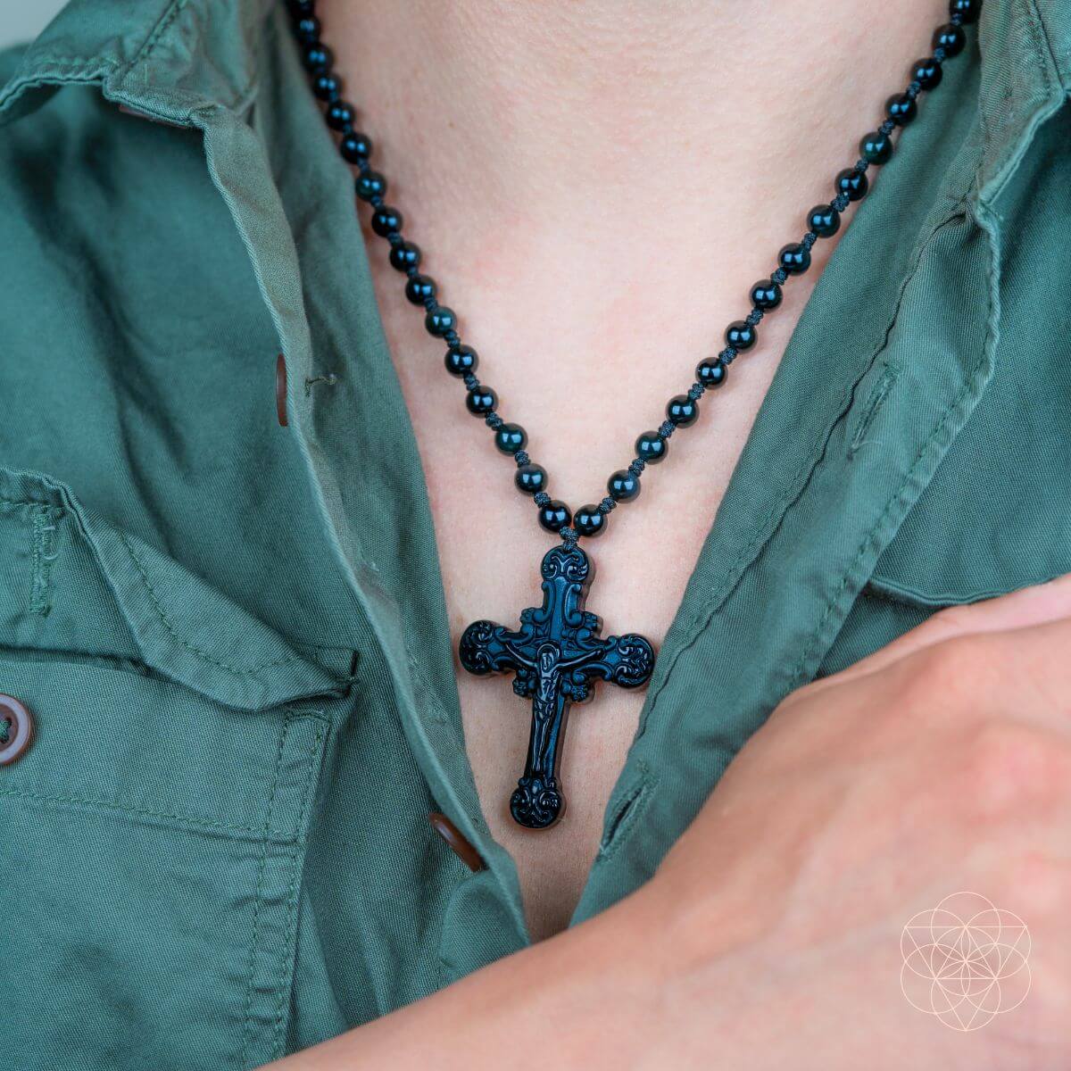 Sacred Armor: Black Obsidian Cross of Faith & Protection - Tampa Home & Garden Store