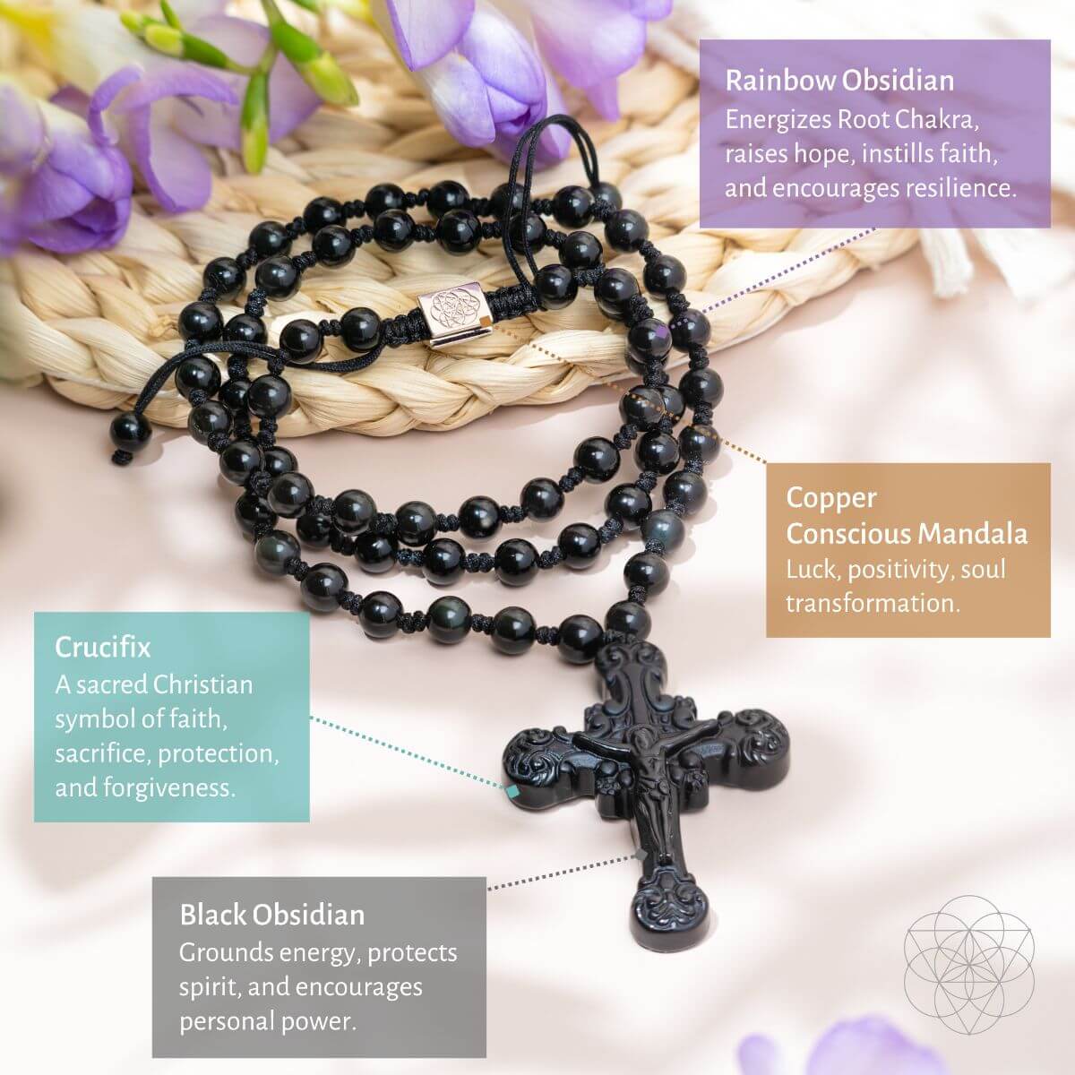 Sacred Armor: Black Obsidian Cross of Faith & Protection - Tampa Home & Garden Store