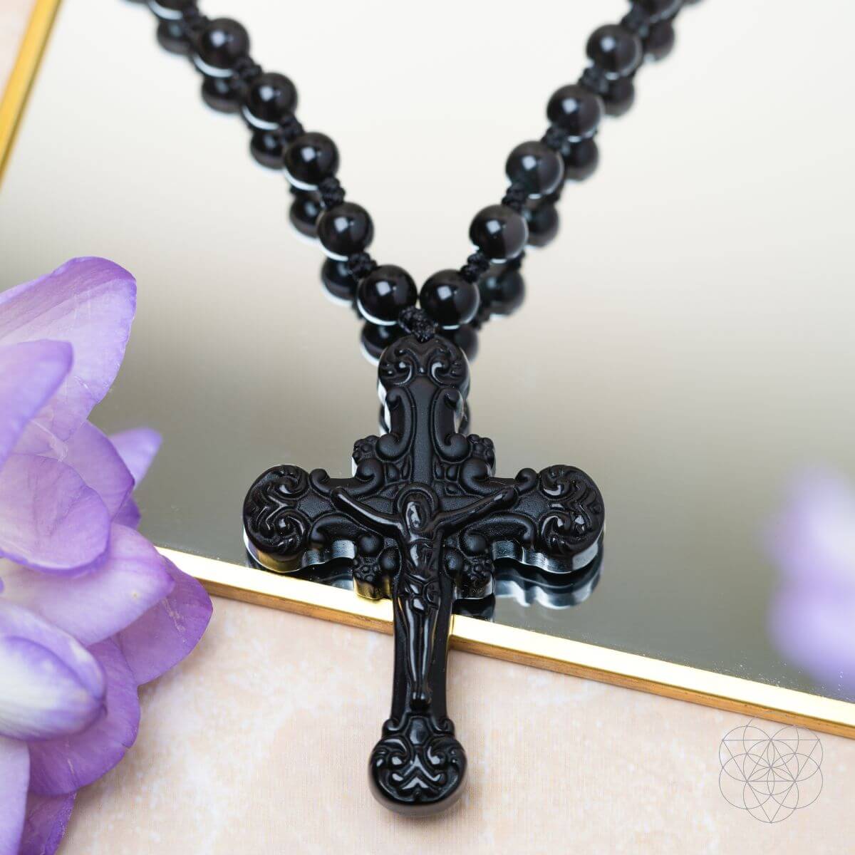 Sacred Armor: Black Obsidian Cross of Faith & Protection - Tampa Home & Garden Store