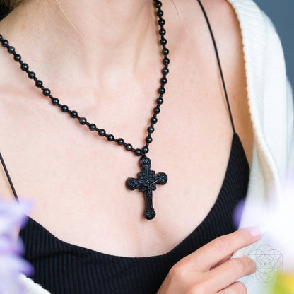 Sacred Armor: Black Obsidian Cross of Faith & Protection - Tampa Home & Garden Store