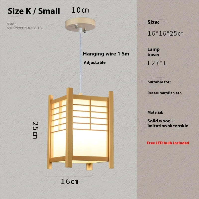 Solid wooden pendant light with shoji frame and white panels, Perfecsy, E27 base, 16x16x25 cm on Tampa Home & Garden Store