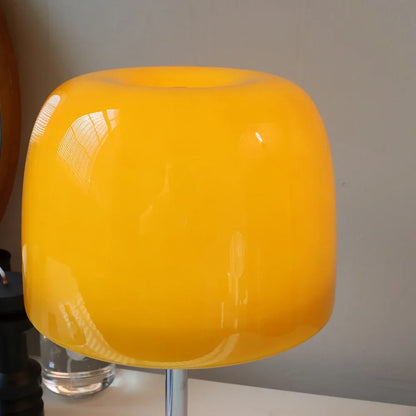 Perfecsy Medieval glass table lamp with yellow-orange shade, chrome stem on Tampa Home & Garden Store