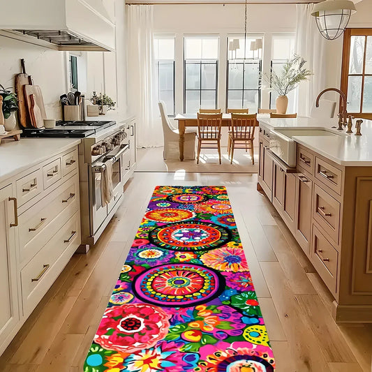 VIKAMA Vintage Flower Rug bright colors kitchen runner by Perfecsy on Tampa Home & Garden Store