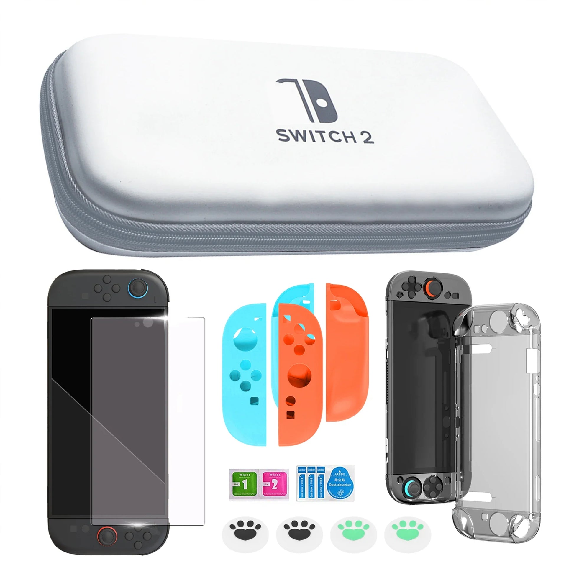 Hard carrying case for Switch 2 with white rigid shell and grey zipper; SWITCH 2 logo visible on top on Tampa Home & Garden Store