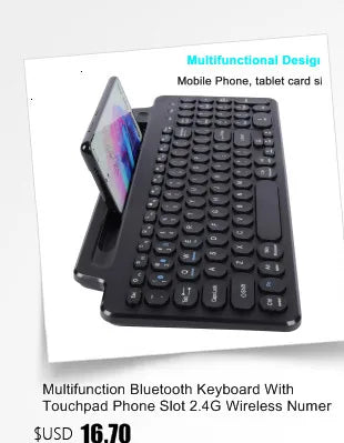 Black wireless keyboard and mouse set with built-in phone stand for PC gaming on Tampa Home & Garden Store