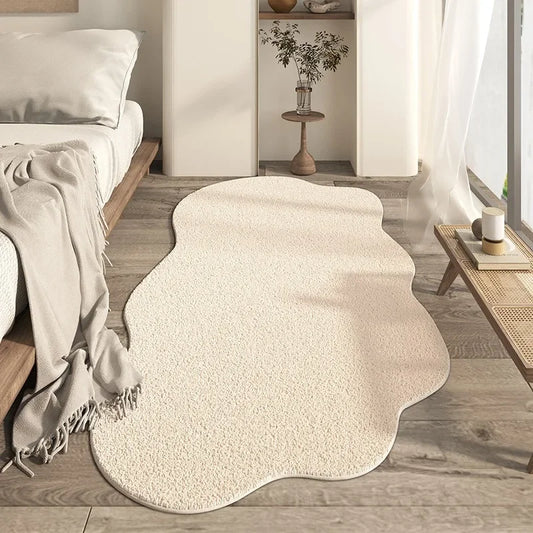 Cream Irregular Area Rug Non Slip Modern Nordic Wave Floor Mat - Tampa Home & Garden Store