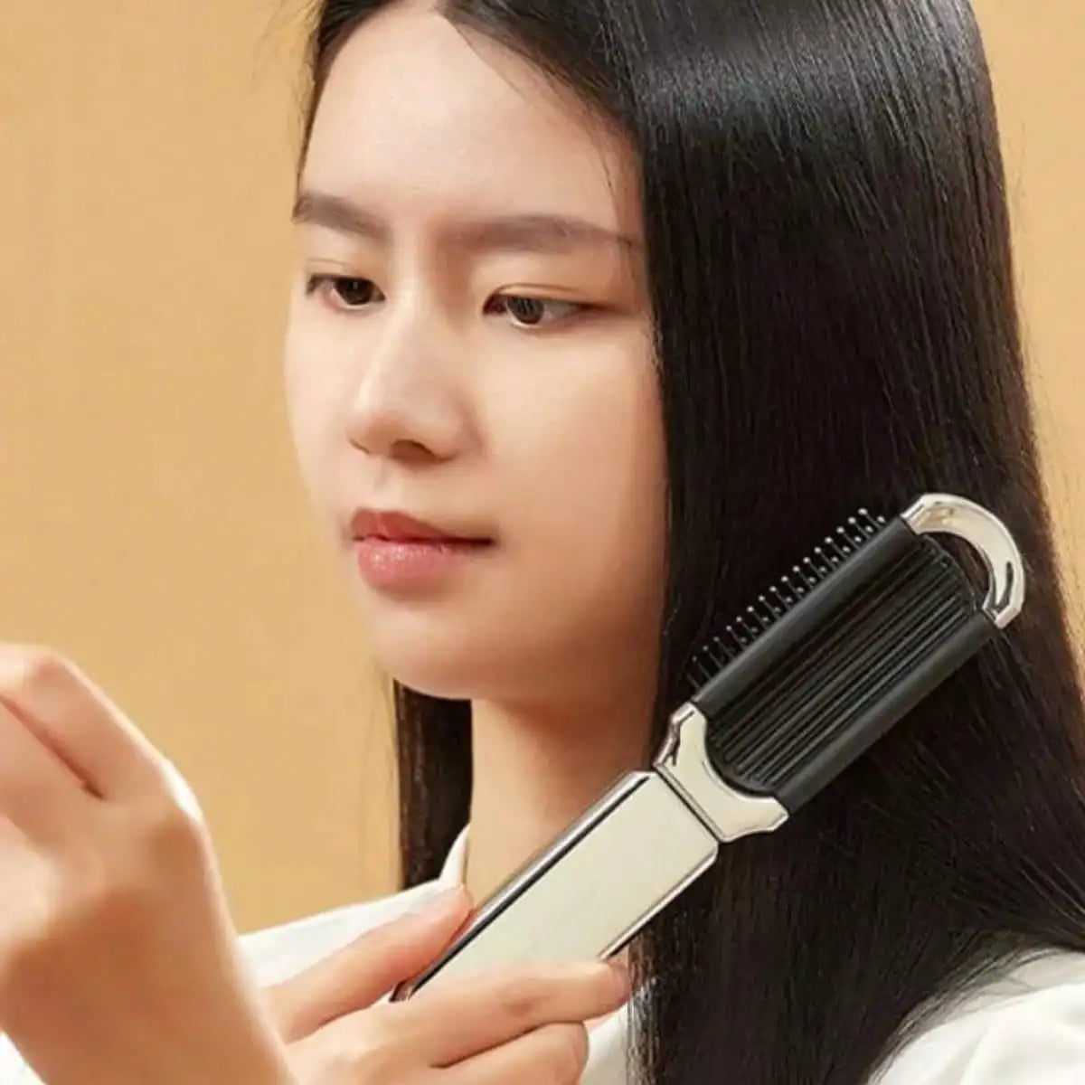 Portable compact airbag hair comb with handheld makeup mirror, air cushion travel brush on Tampa Home & Garden Store