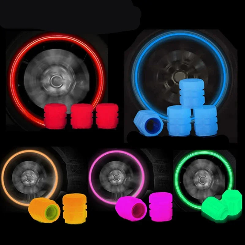 Luminous Valve Stem Caps Dustproof by BikerZoneZ, multicolor valvecaps red blue green set on Tampa Home & Garden Store