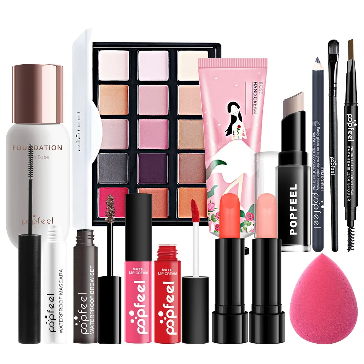 POPFEEL all-in-one makeup kit by Silcy Skin with eyeshadow palette, foundation and lip gloss on Tampa Home & Garden Store