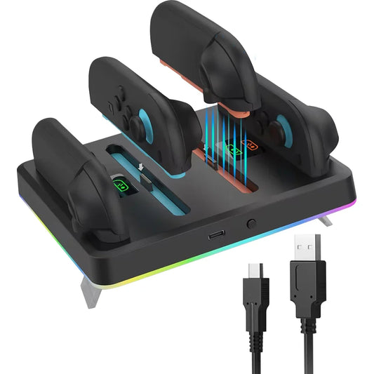 FLIPSTYLEZLLC Switch 2 Joy-Con charging dock with RGB LED, fast charge, Type-C cable on Tampa Home & Garden Store