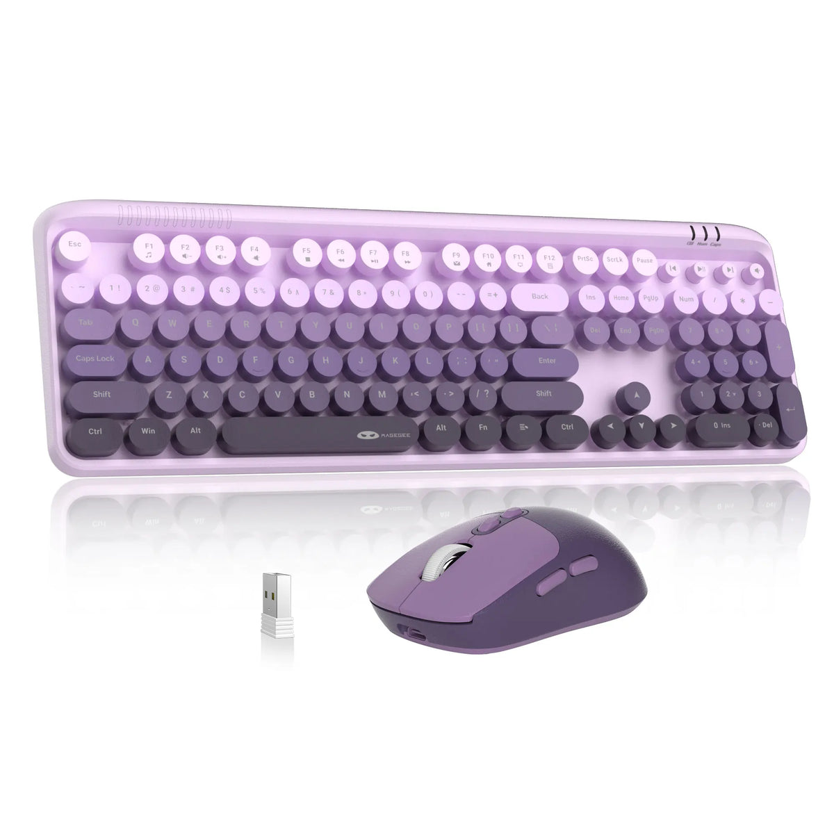 MageGee V920 wired keyboard and wireless mouse set in purple with USB dongle, 104 keys on Tampa Home & Garden Store