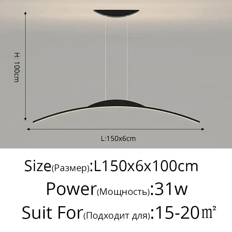 DecorBites LED Pendant Lamp curved minimalist hanging light in black on Tampa Home & Garden Store