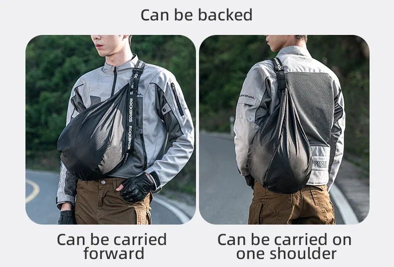 Motorcycle helmet backpack by BikerZoneZ, reflective large black bag with carry options on Tampa Home & Garden Store