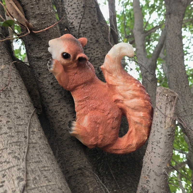 Perfecsy squirrel figurine resin tree-climber statue for garden decor hanging on tree on Tampa Home & Garden Store