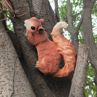 Perfecsy squirrel figurine resin tree-climber statue for garden decor hanging on tree on Tampa Home & Garden Store