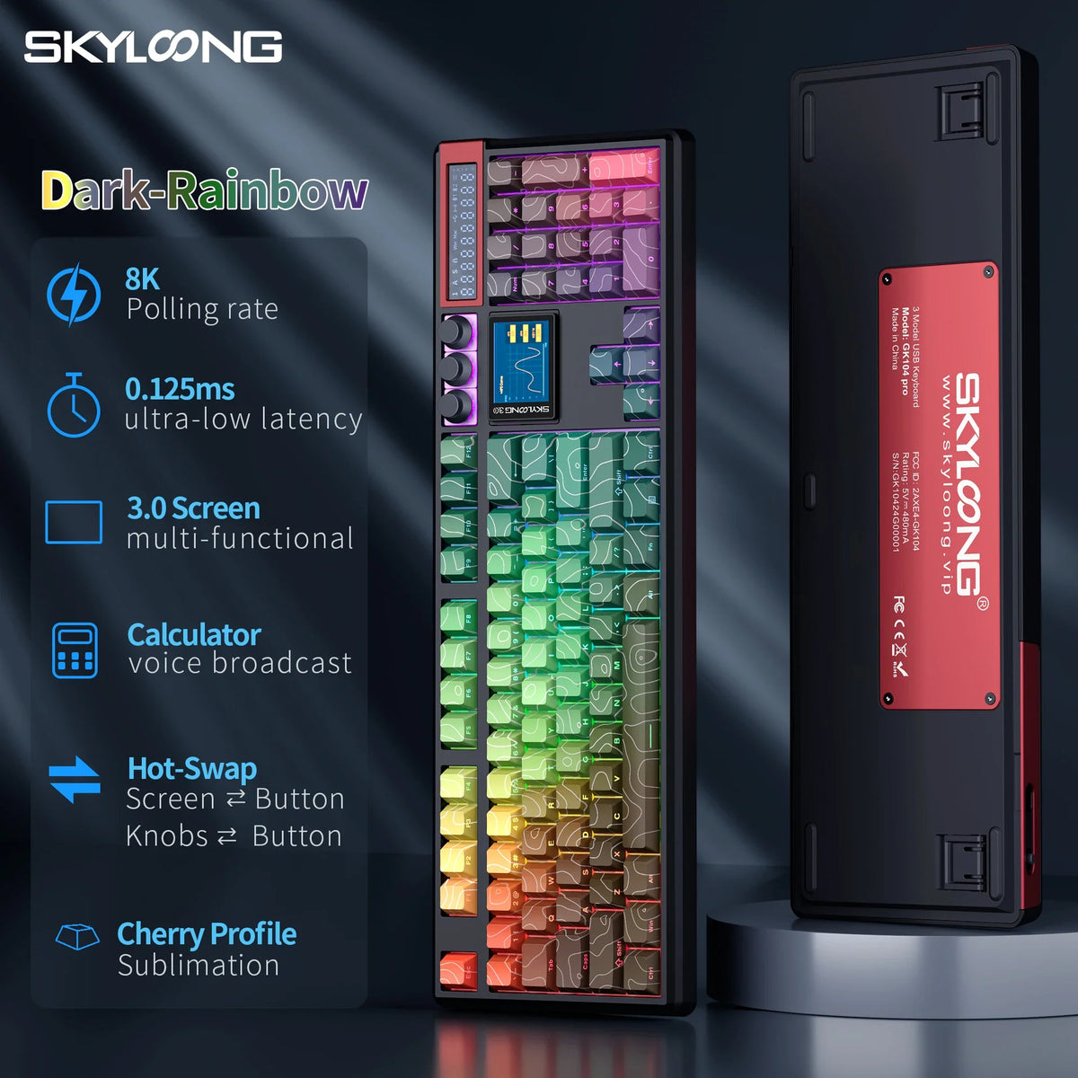 SKYLOONG GK104 Pro wireless mechanical keyboard with rainbow RGB and hot-swappable switches on Tampa Home & Garden Store