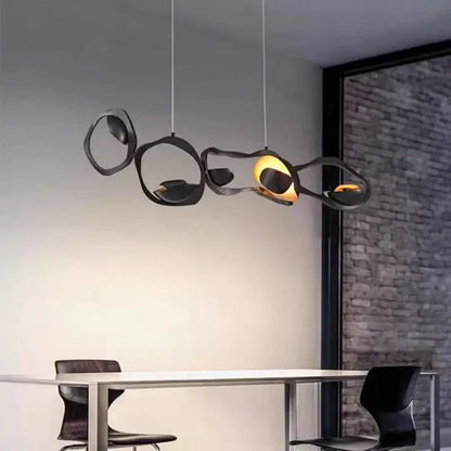 DecorBites LED pendant chandelier with sculptural black loops and warm glow on Tampa Home & Garden Store