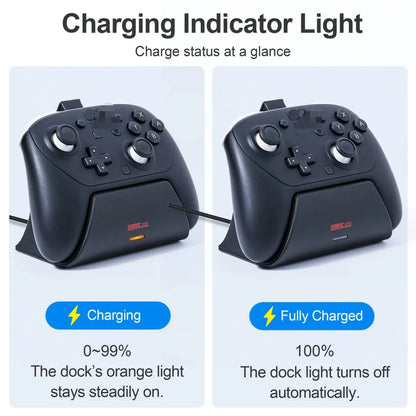 Charging dock station for Switch Pro controller by FLIPSTYLEZLLC with LED indicator on dark navy stand on Tampa Home & Garden Store