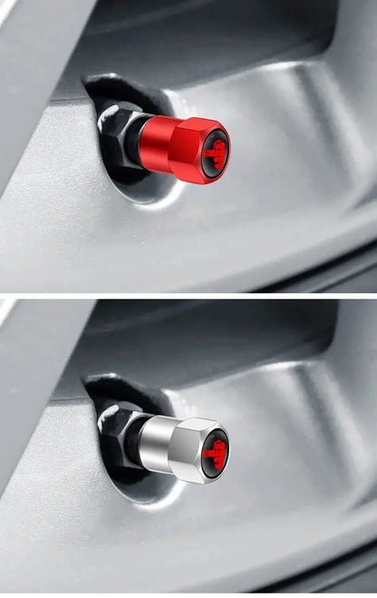 2pcs aluminium valve stem caps red and silver finish by BikerZoneZ on Tampa Home & Garden Store