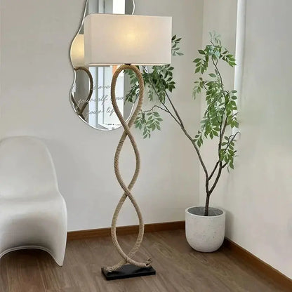 DecorBites Hemp Rope Fabric Shade LED Floor Lamp