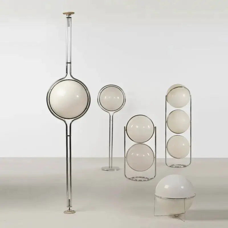 DecorBites LED floor lamp chrome metal with white acrylic ball; modern orb lighting set on Tampa Home & Garden Store