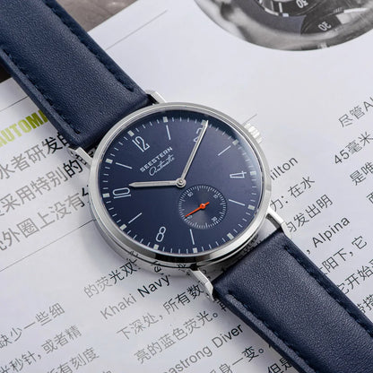Men's ultra-thin automatic dress watch with navy dial, stainless steel case, strap by UpTrend on Tampa Home & Garden Store