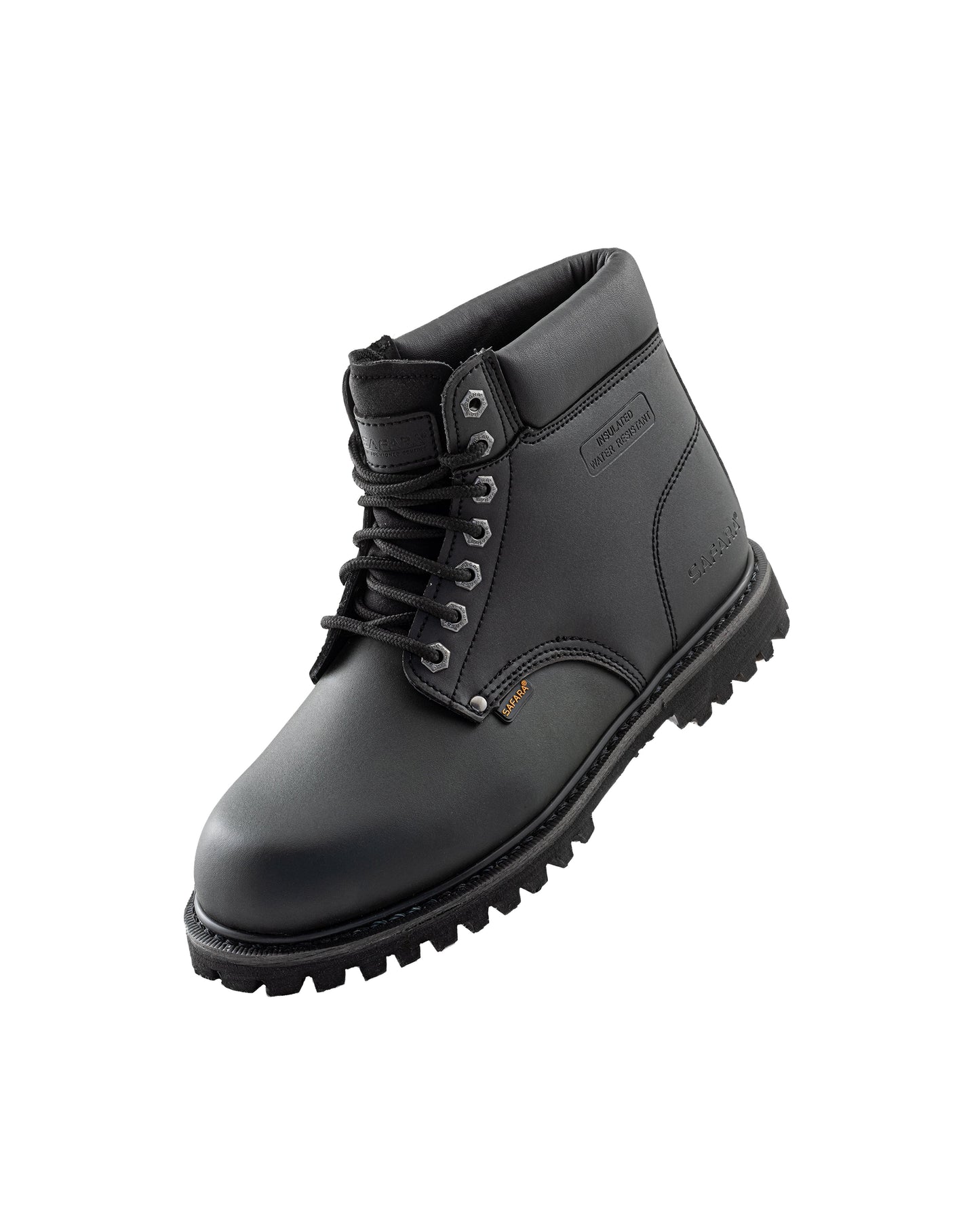 Safara Premium Black Leather 6" Steel Toe Water Resistant Work Boots [R662S] - Tampa Home & Garden Store