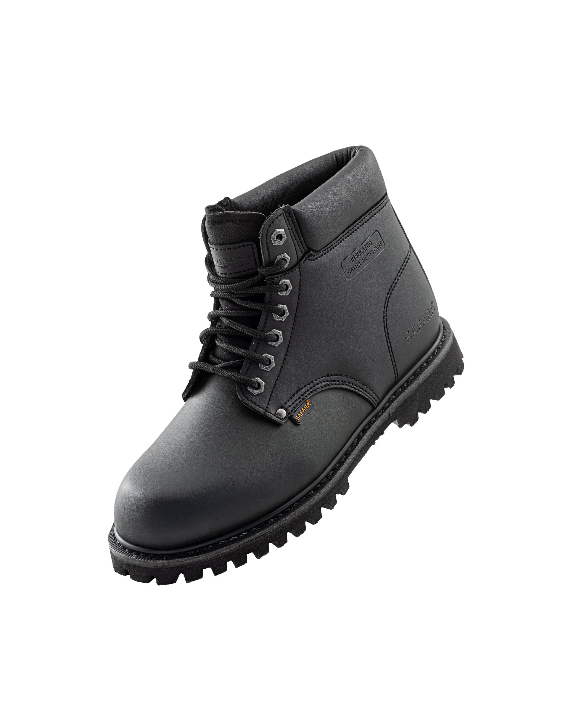 Safara Premium Black Leather 6" Water Resistant Work Boots [R6612] - Tampa Home & Garden Store
