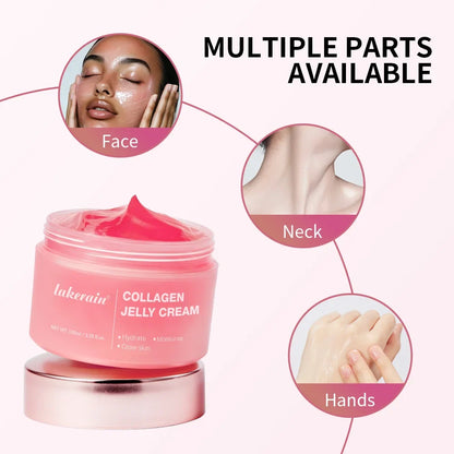Silcy Skin Collagen Jelly Cream jar in pink 100ml with face neck and hands skincare parts on Tampa Home & Garden Store