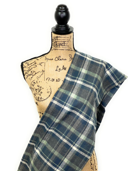 Sage, Dusty Blue, Heather Gray, and Cream Flannel Plaid Infinity or Blanket Scarf - Tampa Home & Garden Store