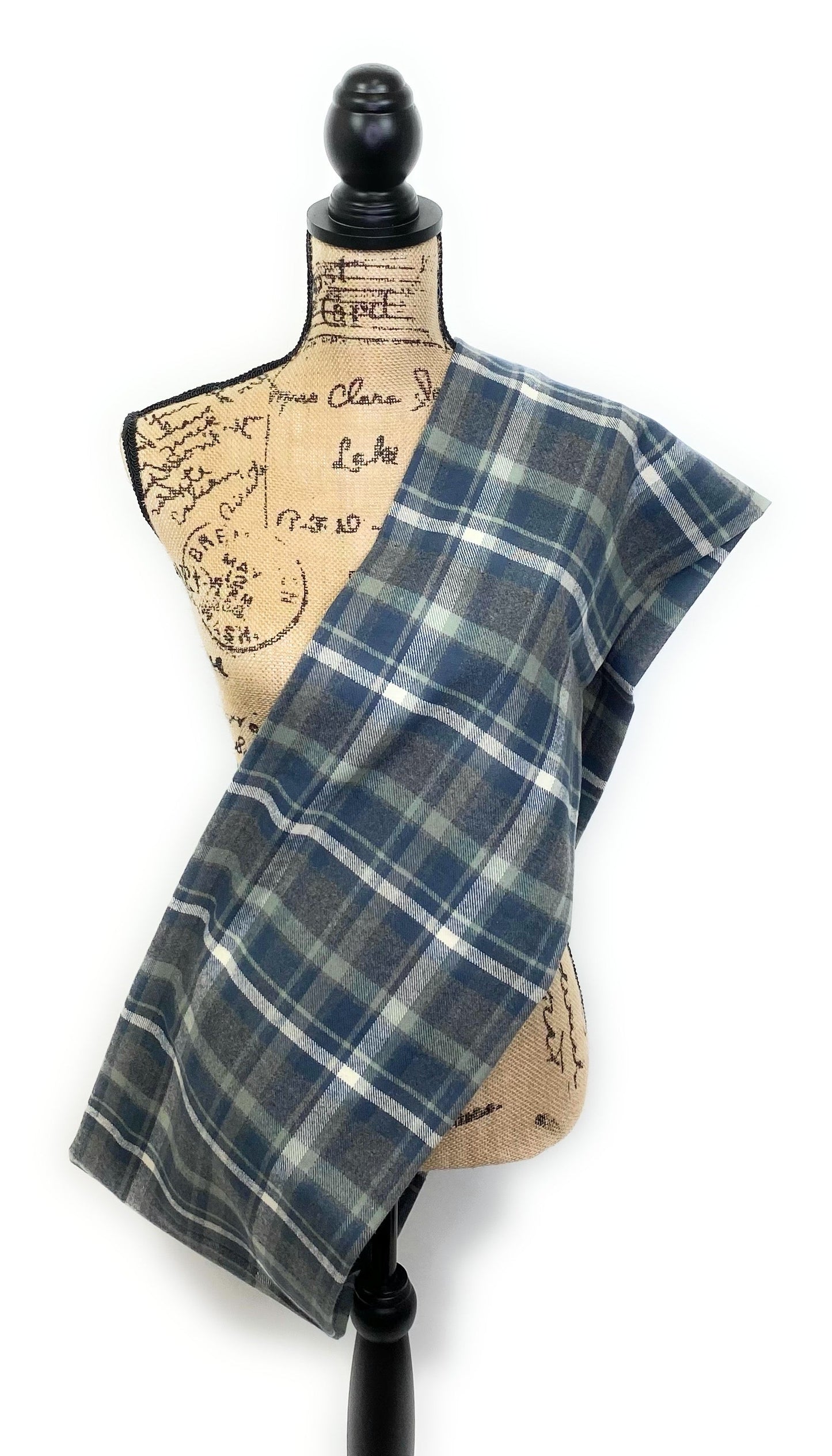 Sage, Dusty Blue, Heather Gray, and Cream Flannel Plaid Infinity or Blanket Scarf - Tampa Home & Garden Store