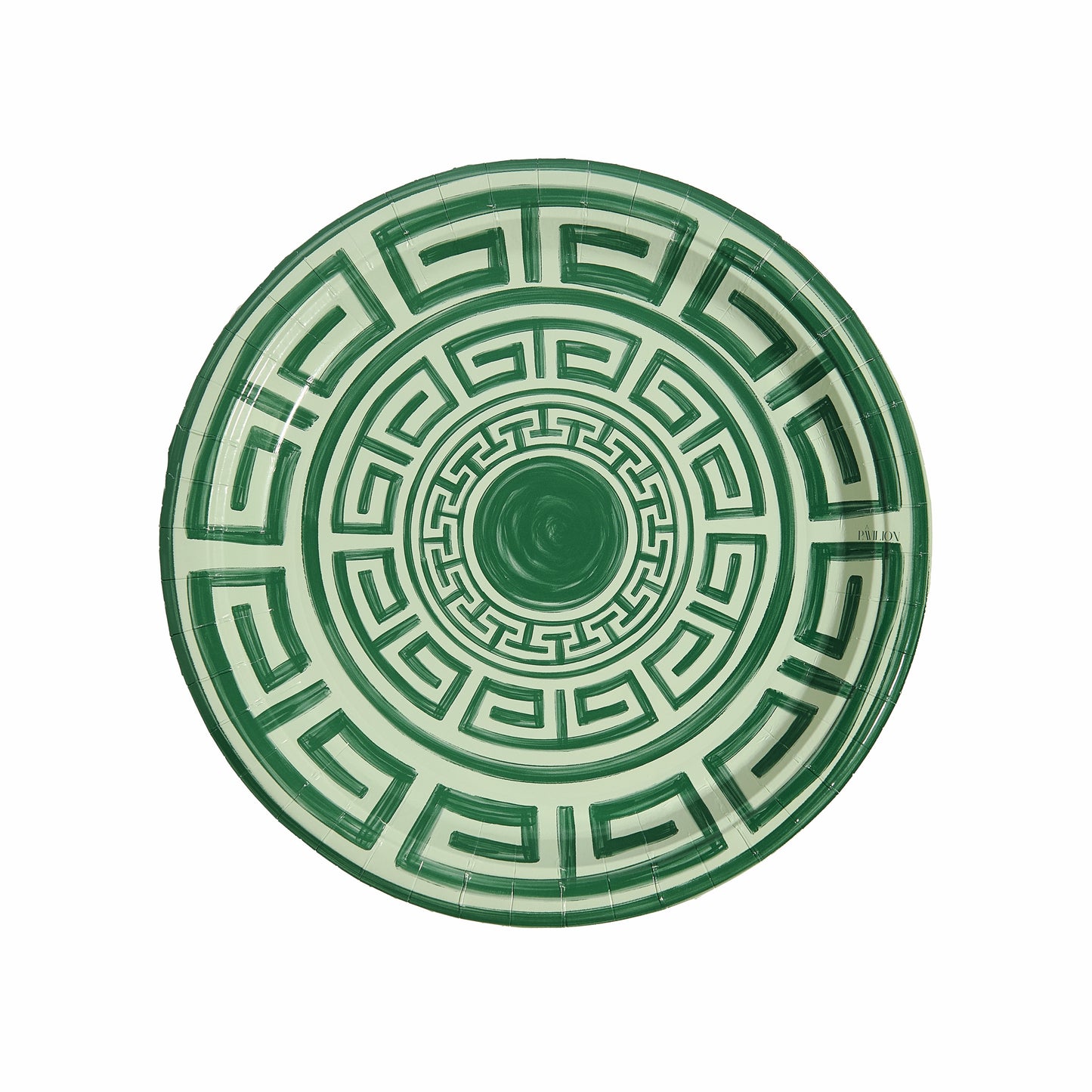 Sage and Forest Green Greek Key Dinner Paper Plates - 8 pack - Tampa Home & Garden Store