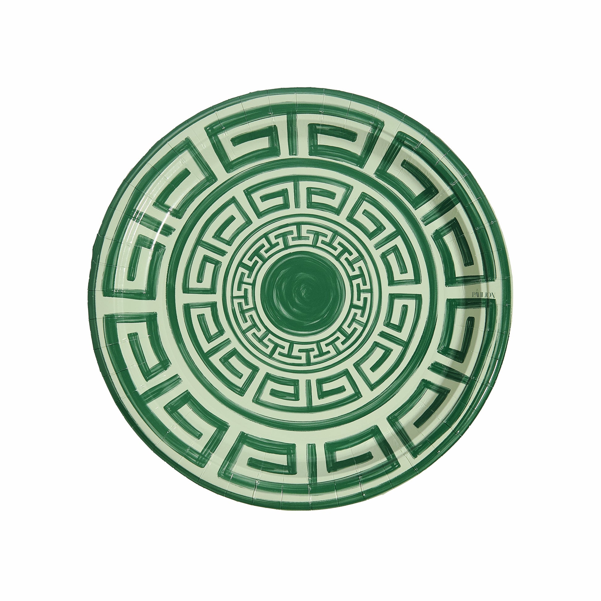 Sage and Forest Green Greek Key Dinner Paper Plates - 8 pack - Tampa Home & Garden Store