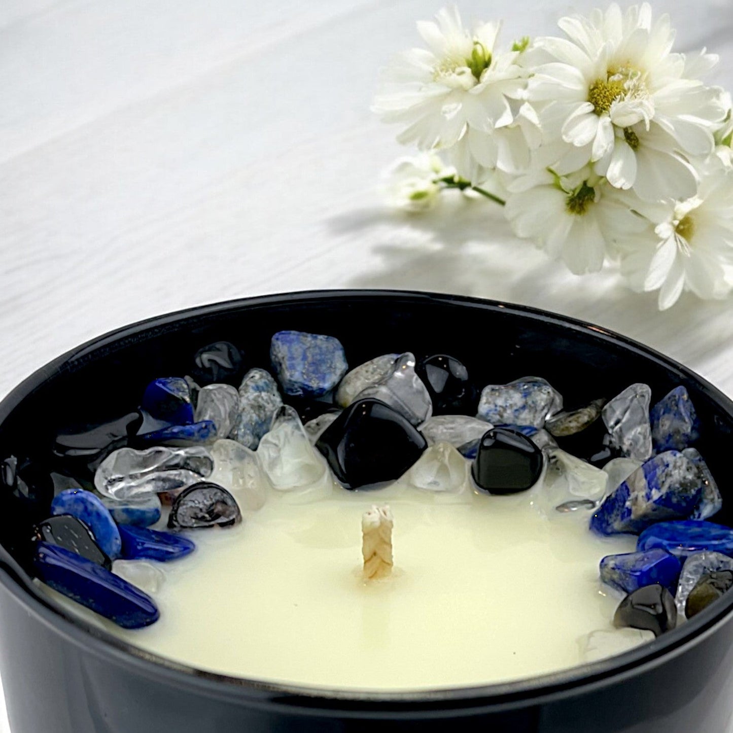 Sagittarius Zodiac Crystal Candle with Black Obsidian, Lapis Lazuli, and Crystal Quartz | Coconut-Soy Wax Candle, 9oz - Tampa Home & Garden Store