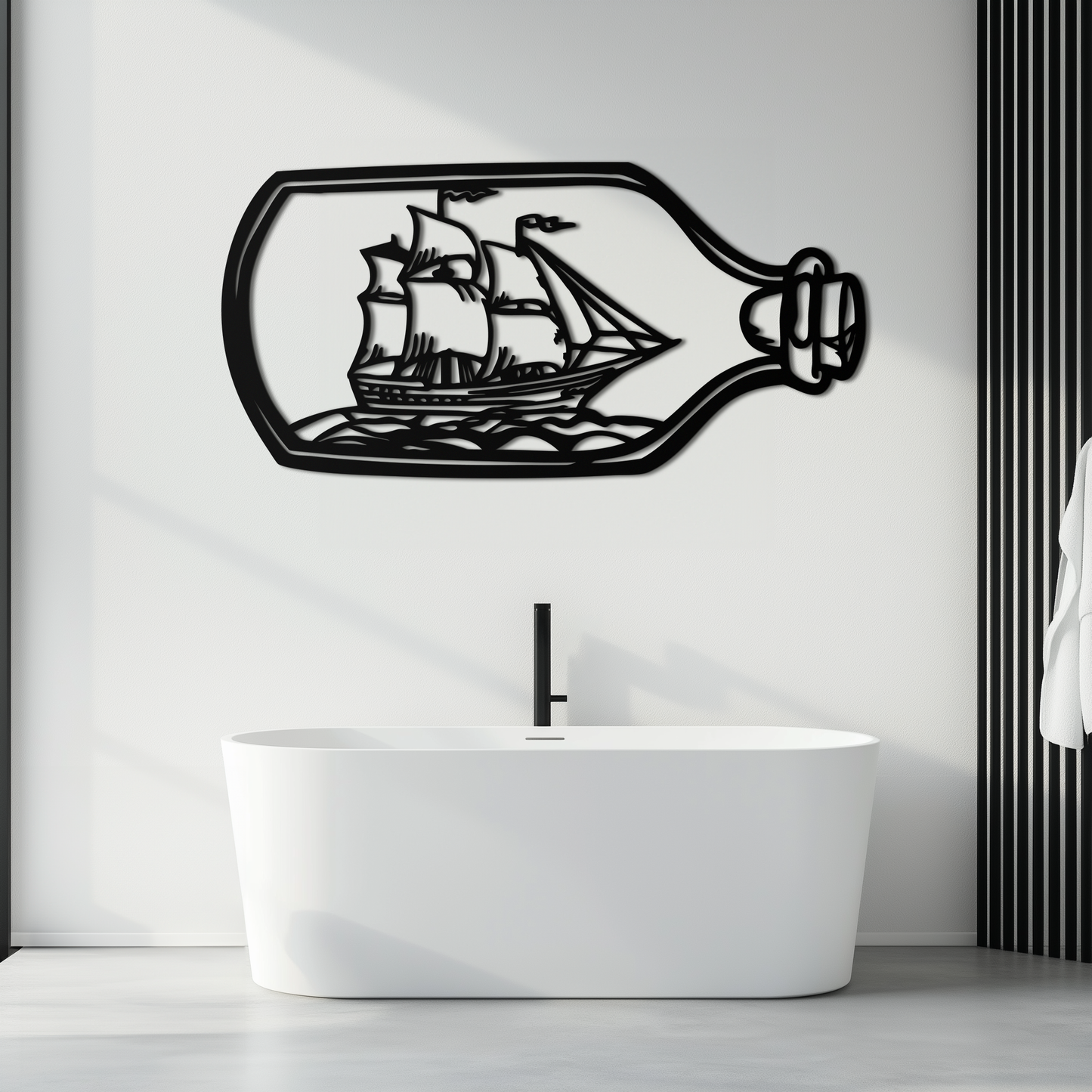 Sailboat in a Bottle Metal Wall Art – Nautical-Inspired Silhouette for Ocean Dreamers- KAF692 - Tampa Home & Garden Store