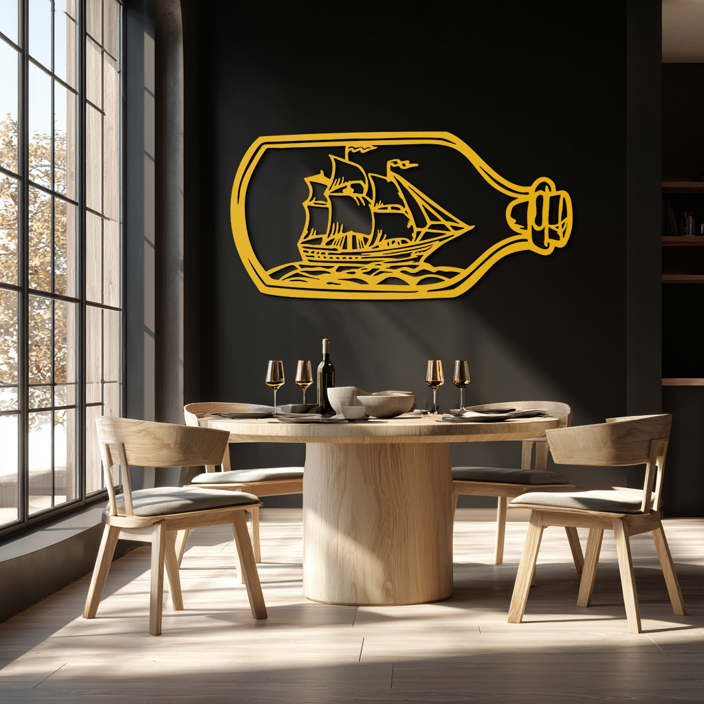 Sailboat in a Bottle Metal Wall Art – Nautical-Inspired Silhouette for Ocean Dreamers- KAF692 - Tampa Home & Garden Store