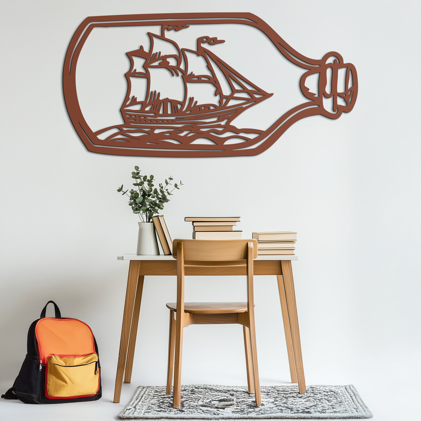 Sailboat in a Bottle Metal Wall Art – Nautical-Inspired Silhouette for Ocean Dreamers- KAF692 - Tampa Home & Garden Store
