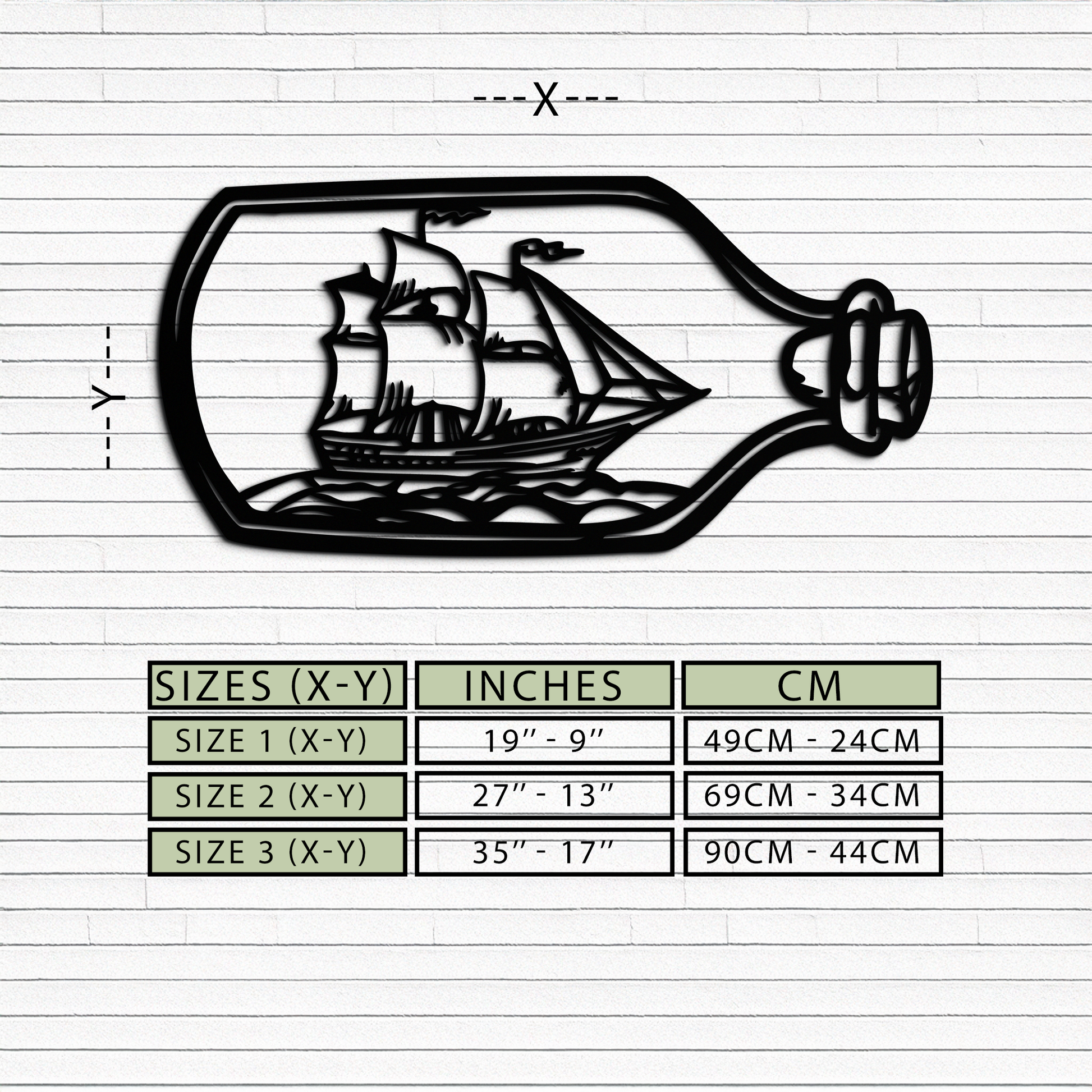 Sailboat in a Bottle Metal Wall Art – Nautical-Inspired Silhouette for Ocean Dreamers- KAF692 - Tampa Home & Garden Store