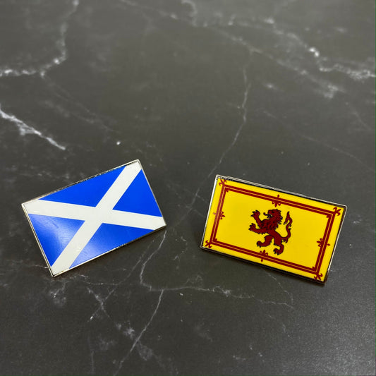 Saltire and Royal Flags of Scotland Small Enamel Coated Metal Pins - Tampa Home & Garden Store