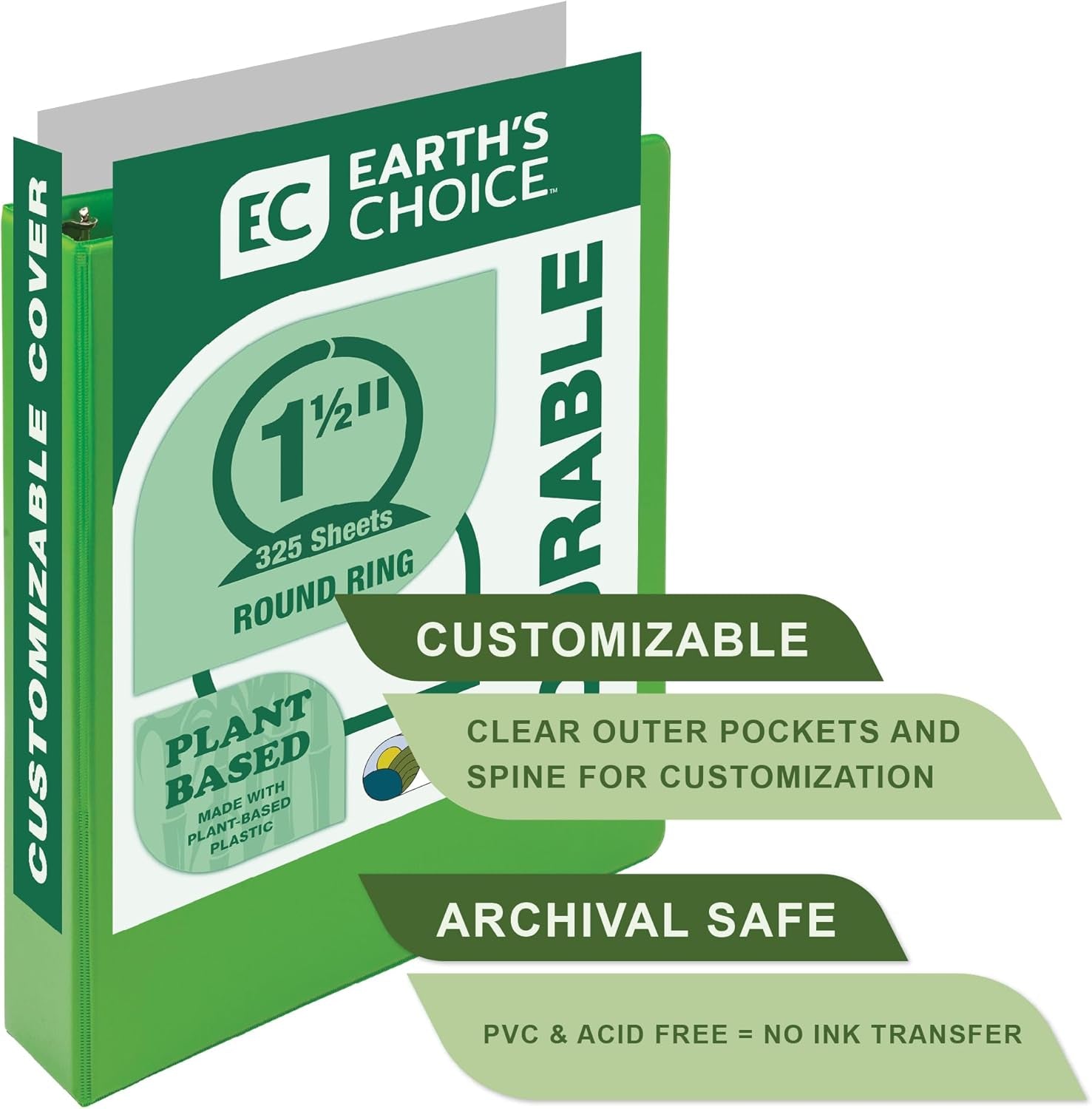 Samsill Sustainable 1.5-Inch 3-Ring Binders – Plant-Based, Made in USA, Colorful & Customizable with Clear Overlay, Archival Safe (Set of 3) - Tampa Home & Garden Store