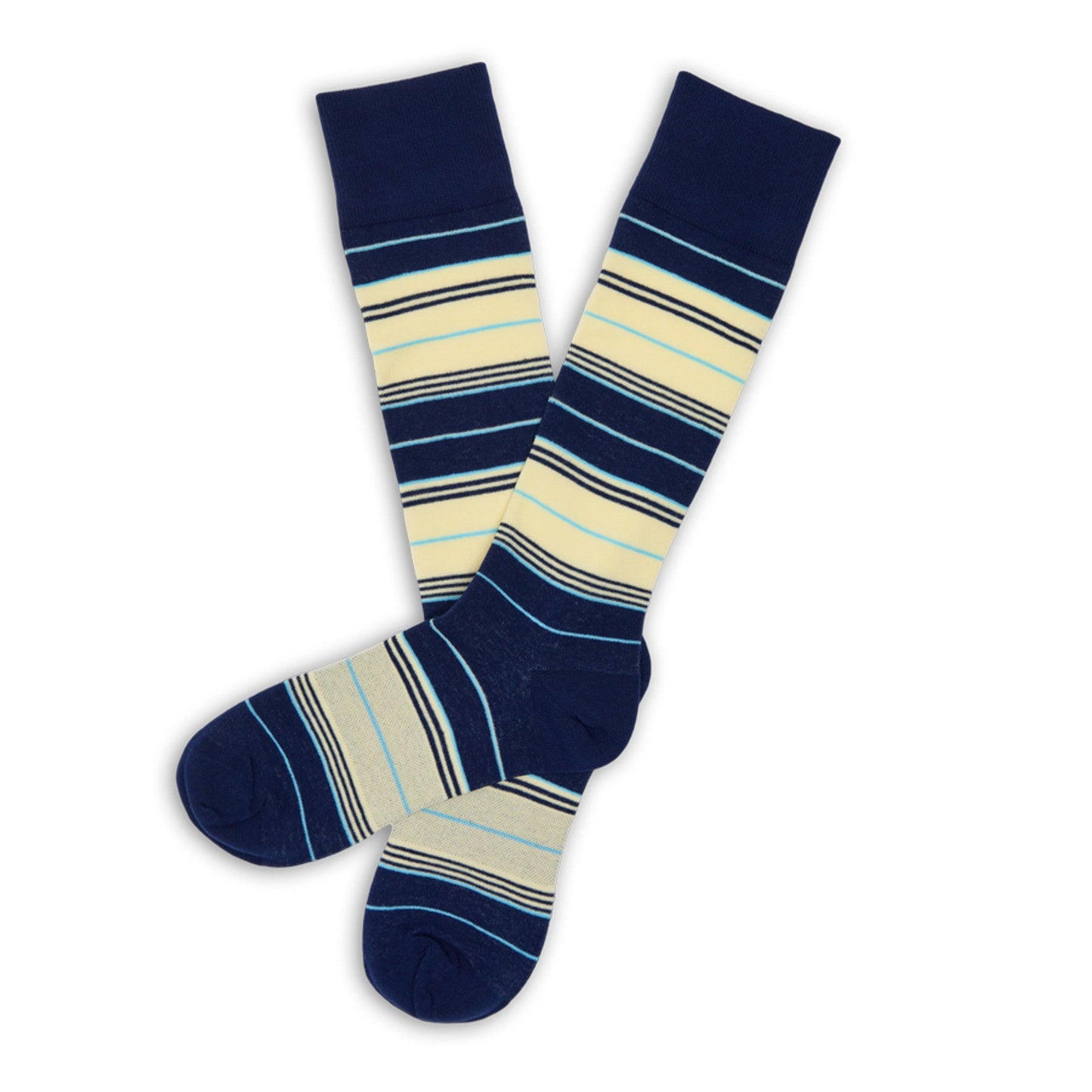 Samuel Navy and Yellow Stripe Dress Socks Set