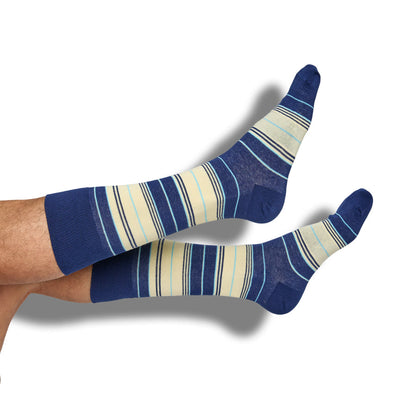 Samuel Navy and Yellow Stripe Dress Socks Set