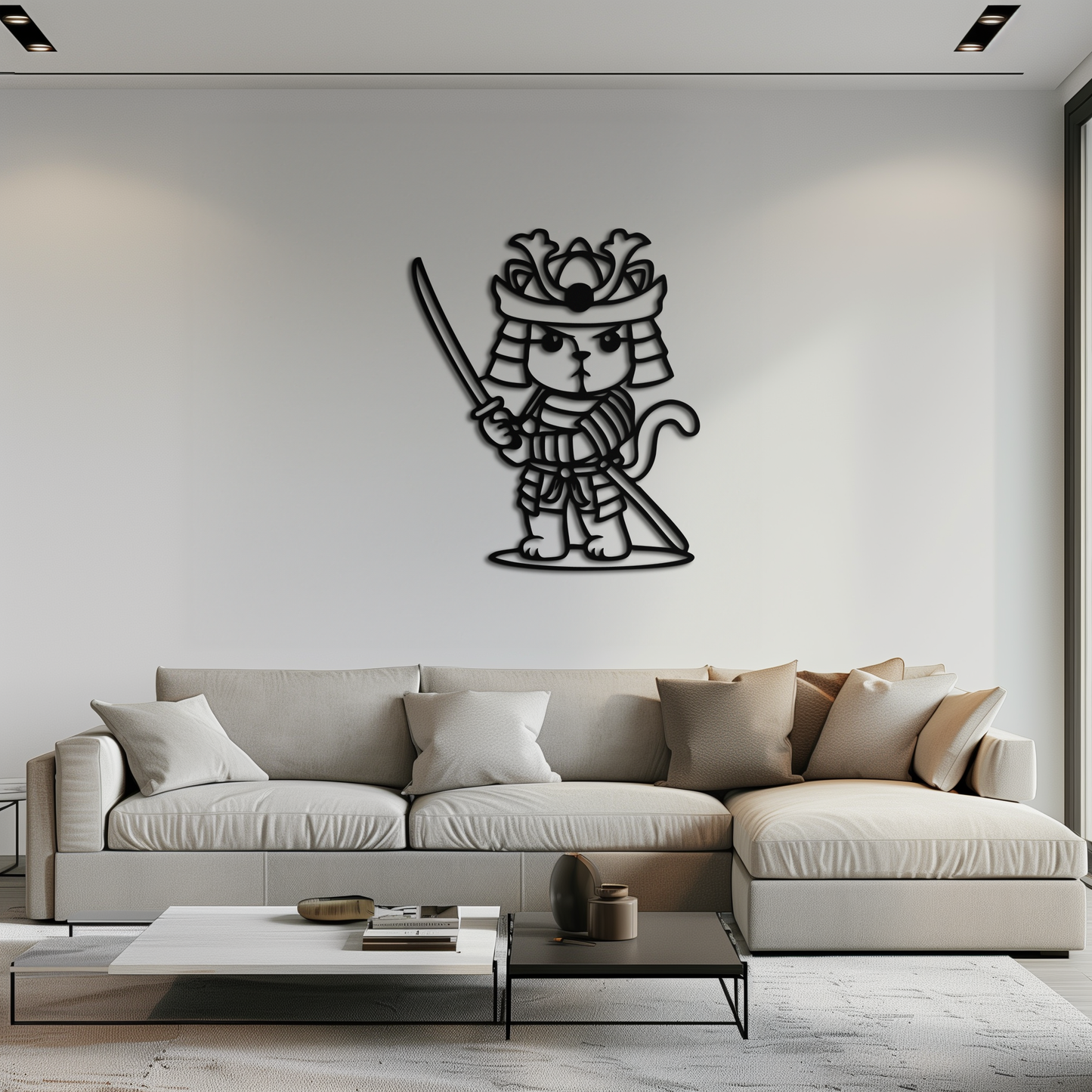 Samurai Cat Warrior Metal Wall Art – Cute Japanese Katana Decor- KAF576 - Tampa Home & Garden Store
