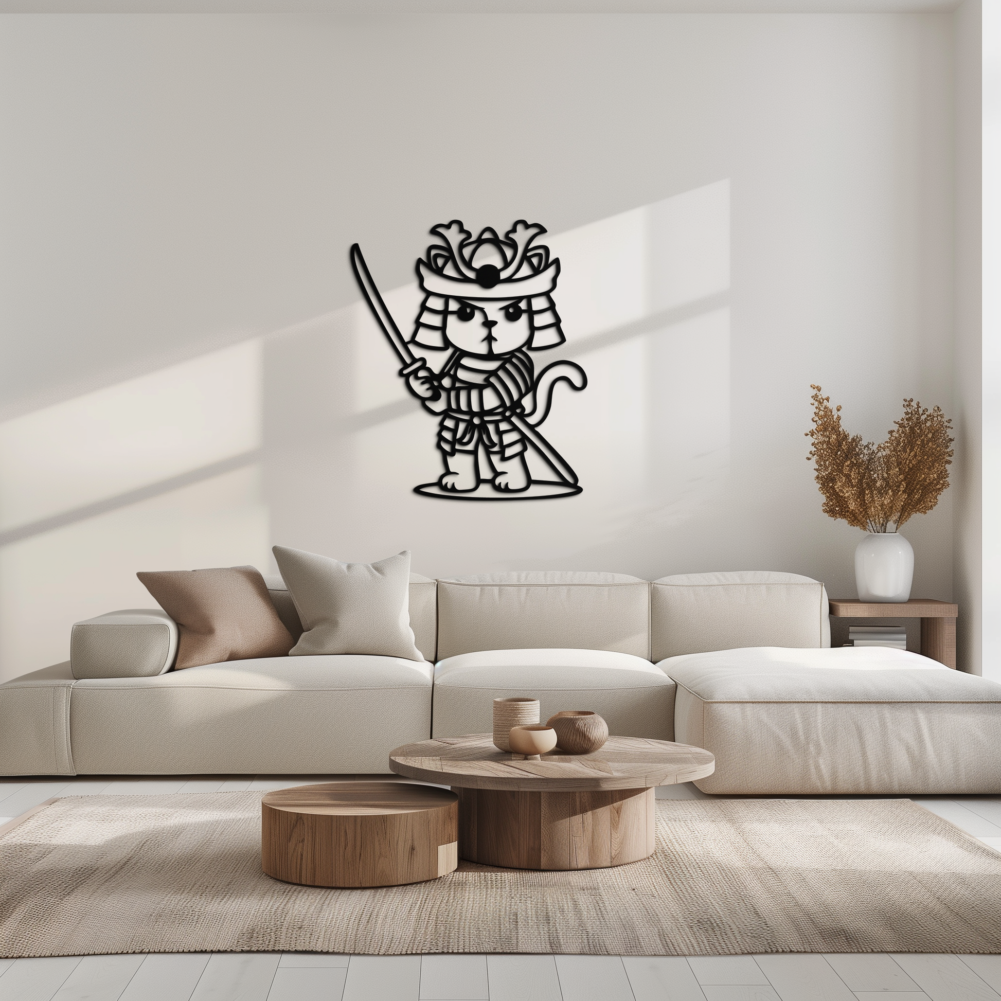 Samurai Cat Warrior Metal Wall Art – Cute Japanese Katana Decor- KAF576 - Tampa Home & Garden Store