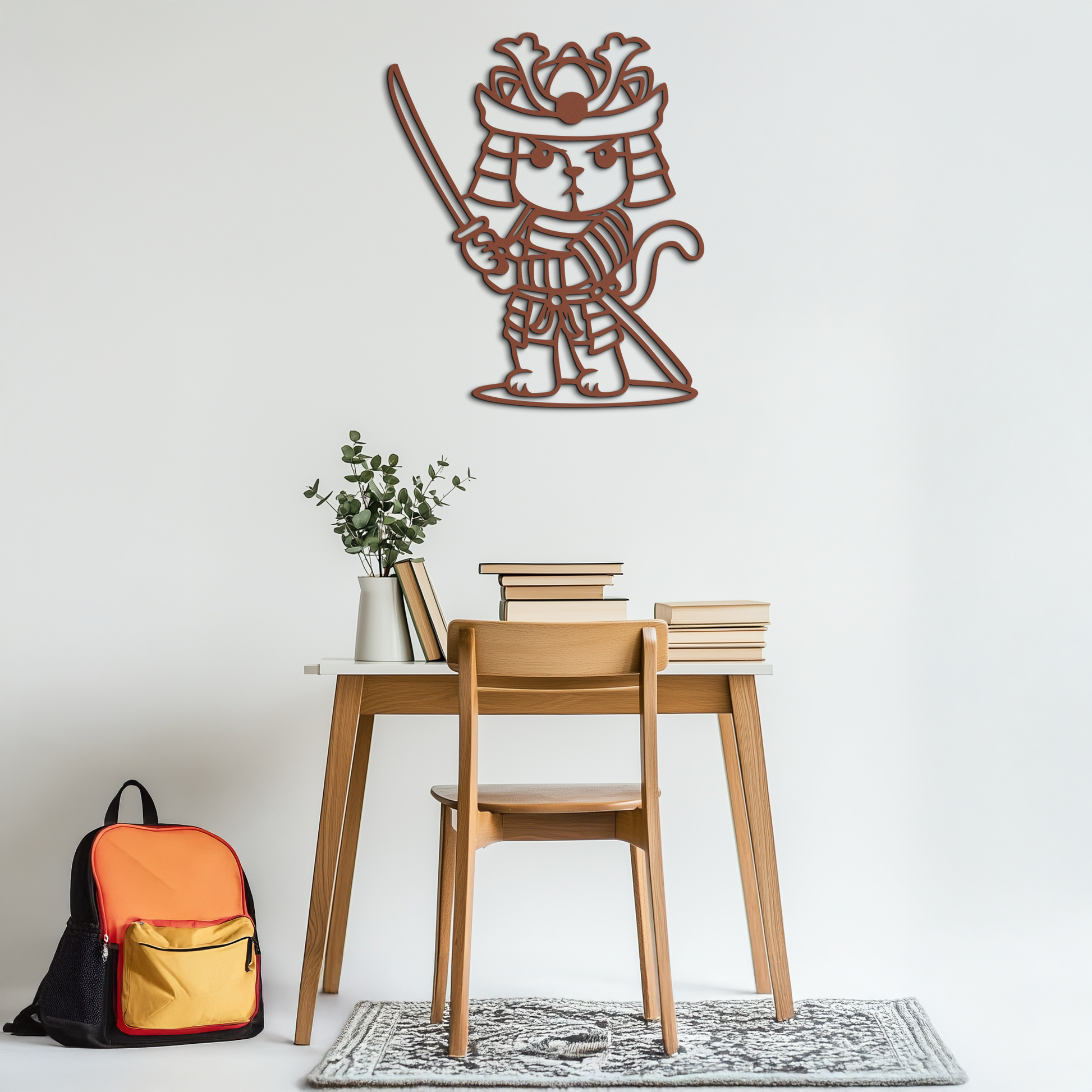 Samurai Cat Warrior Metal Wall Art – Cute Japanese Katana Decor- KAF576 - Tampa Home & Garden Store