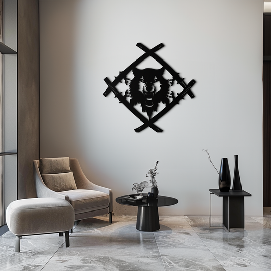 Samurai Wolf Metal Wall Art - Unique Warrior-Inspired Steel Decor - KAF087 - Tampa Home & Garden Store