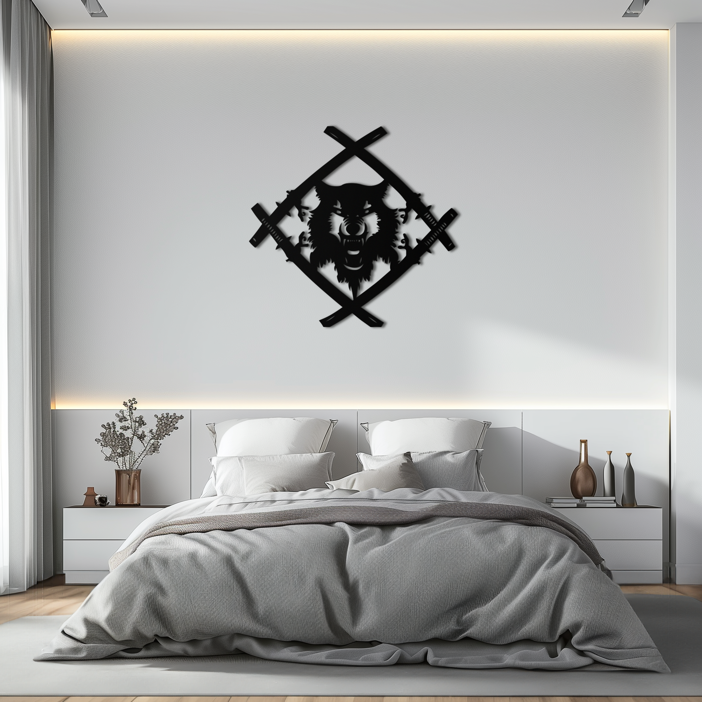 Samurai Wolf Metal Wall Art - Unique Warrior-Inspired Steel Decor - KAF087 - Tampa Home & Garden Store