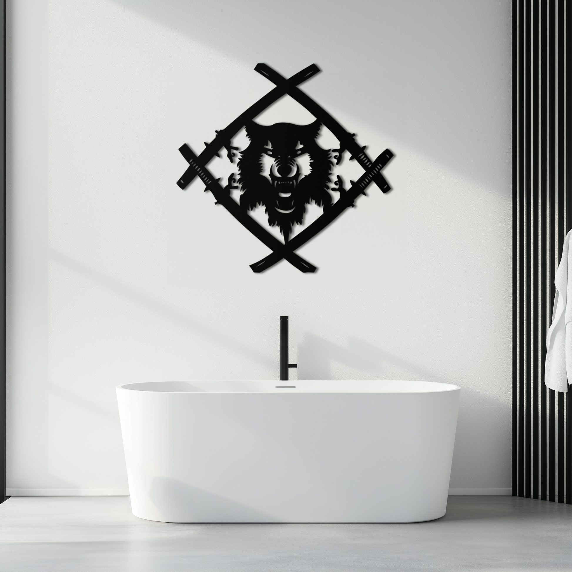 Samurai Wolf Metal Wall Art - Unique Warrior-Inspired Steel Decor - KAF087 - Tampa Home & Garden Store