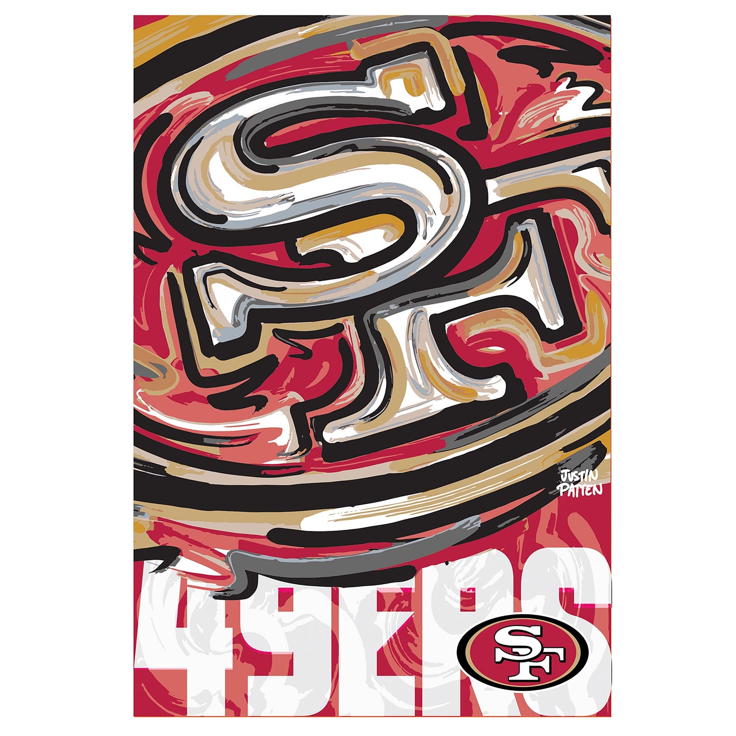 San Francisco 49ers, Suede GDN, Justin Patten Logo - Tampa Home & Garden Store