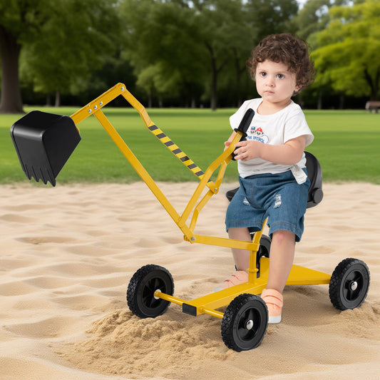 Sand Digger for Kids Sandbox Toy Digger with 2-Handed Controls and Flexible Shovel-Yellow - Tampa Home & Garden Store
